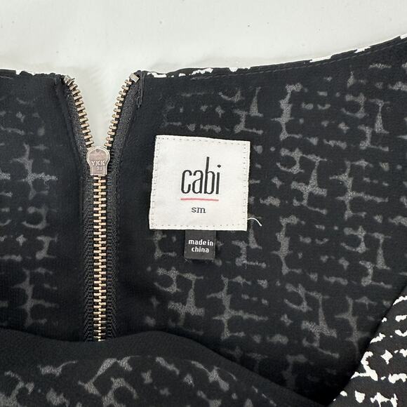 CAbi 3090 Tank Womens Small Black White Broken Check Layered Zip Chiffon Office - Picture 6 of 13